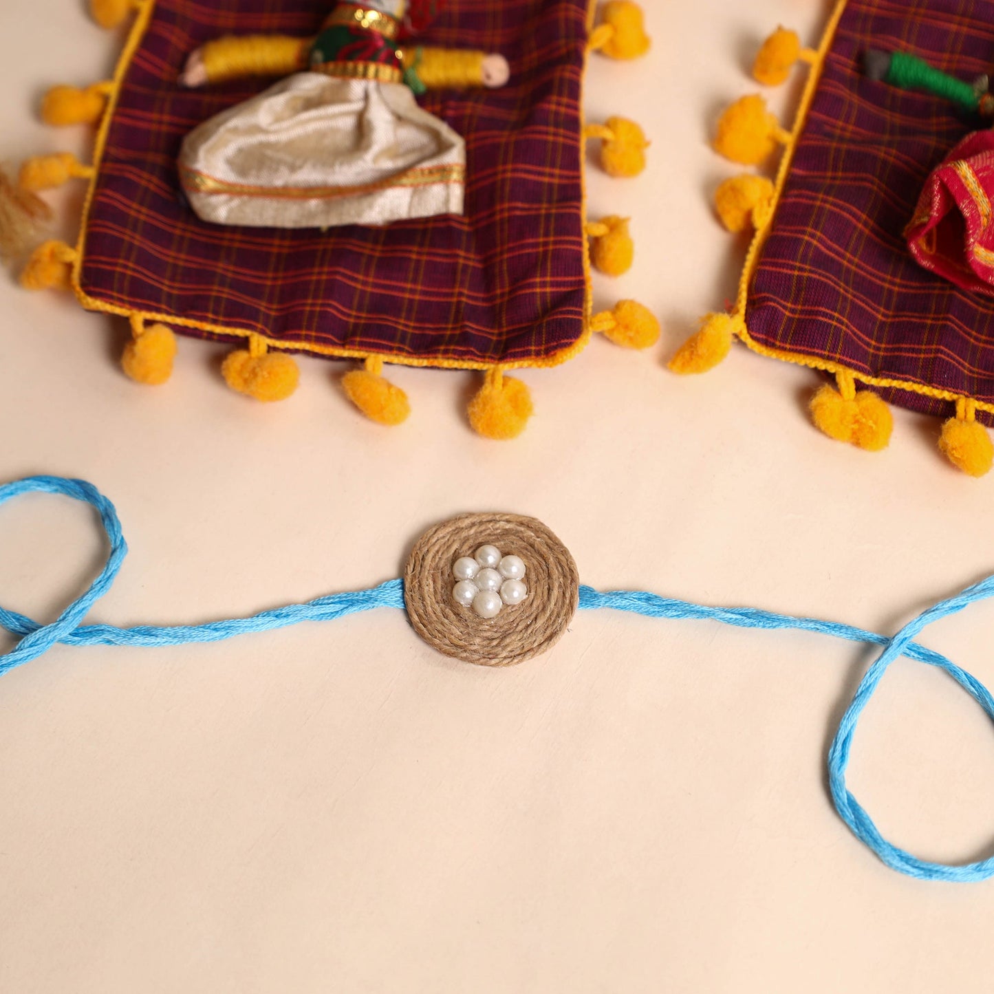 Handmade Bead & Stone Work Jute Rakhi (Set of 2)
