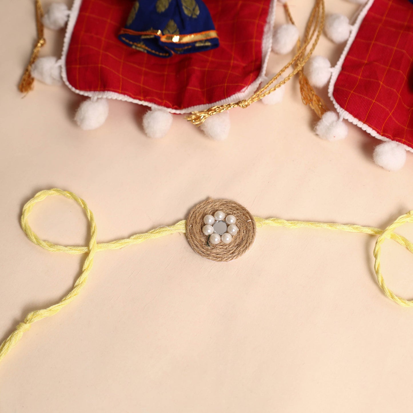 Handmade Bead & Stone Work Jute Rakhi (Set of 2)