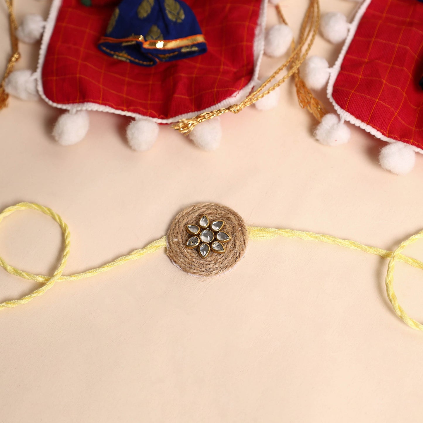 Handmade Bead & Stone Work Jute Rakhi (Set of 2)