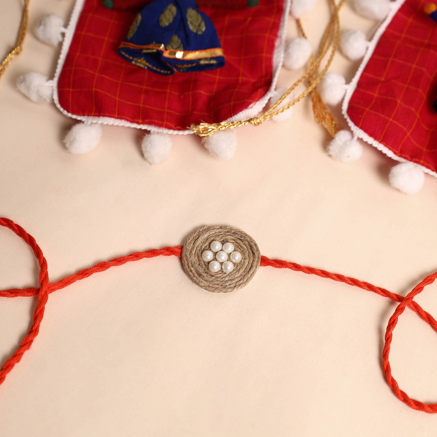 Handmade Bead & Stone Work Jute Rakhi (Set of 2)