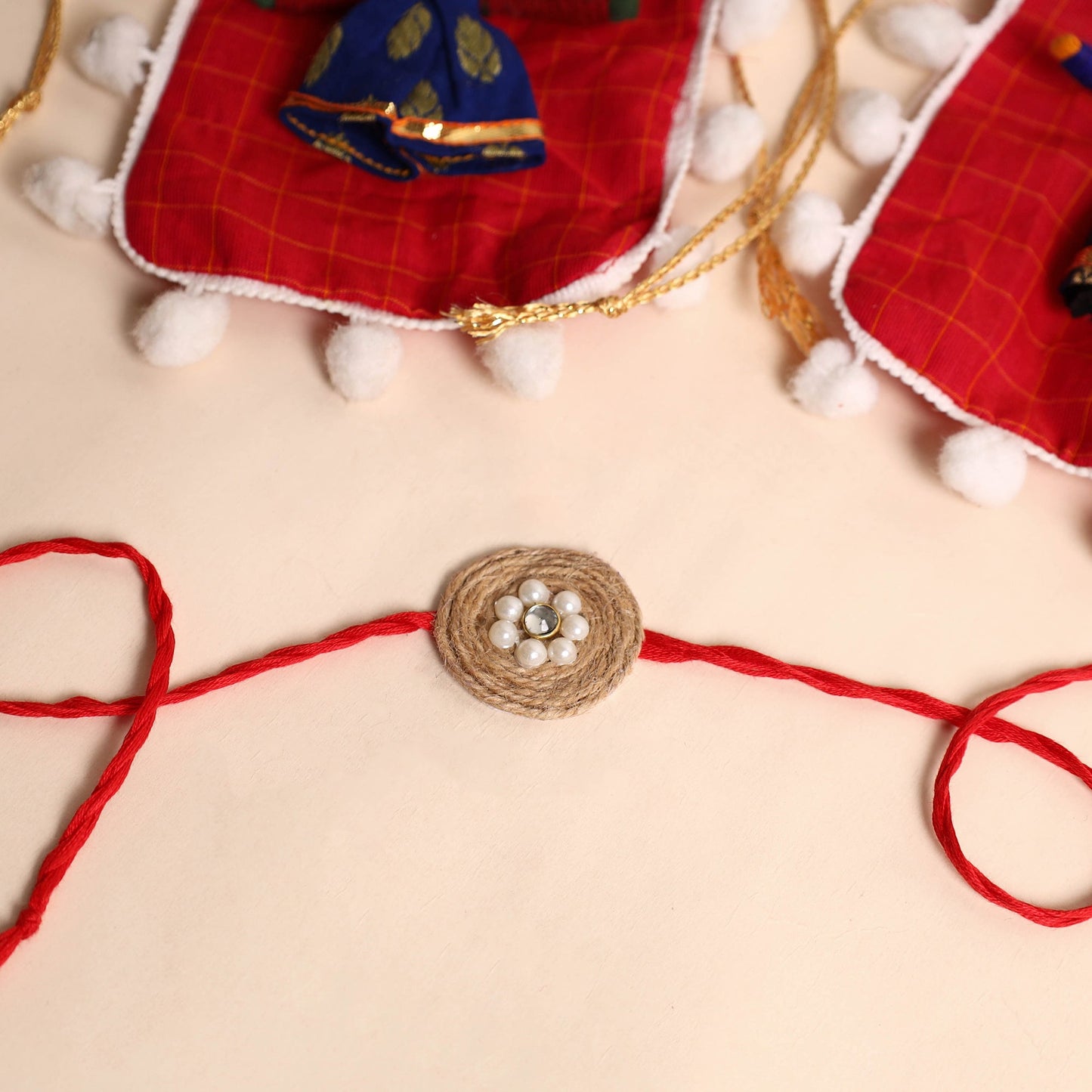 Handmade Bead & Stone Work Jute Rakhi (Set of 2)