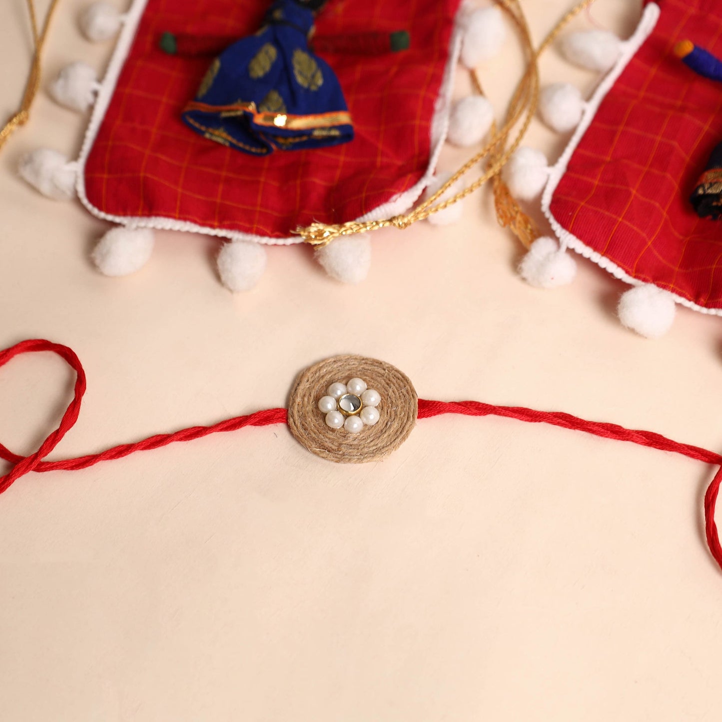 Handmade Bead & Stone Work Jute Rakhi (Set of 2)