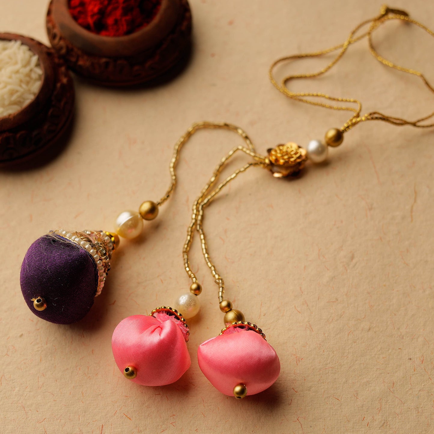Handmade Bead Work Rakhi & Lumba Set 111