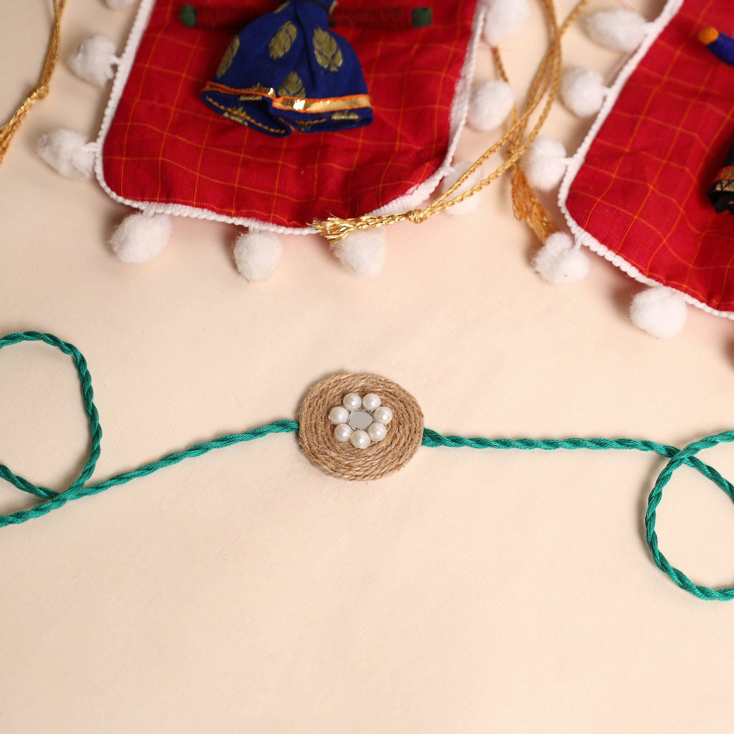 Handmade Bead Work Jute Rakhi (Set of 2)