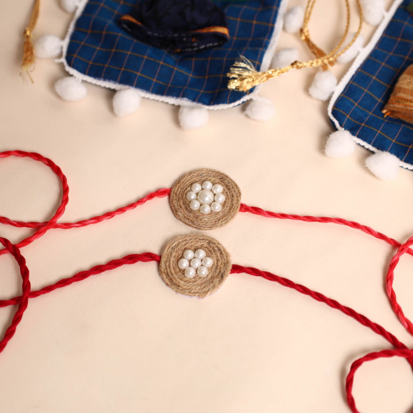 Handmade Bead Work Jute Rakhi (Set of 2)
