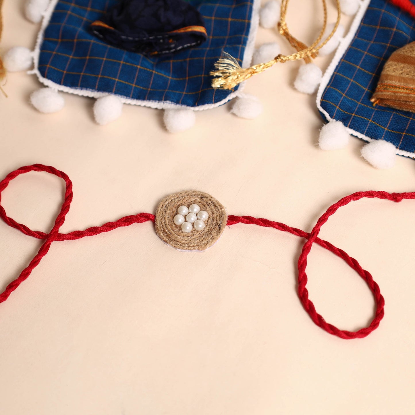 Handmade Bead Work Jute Rakhi (Set of 2)