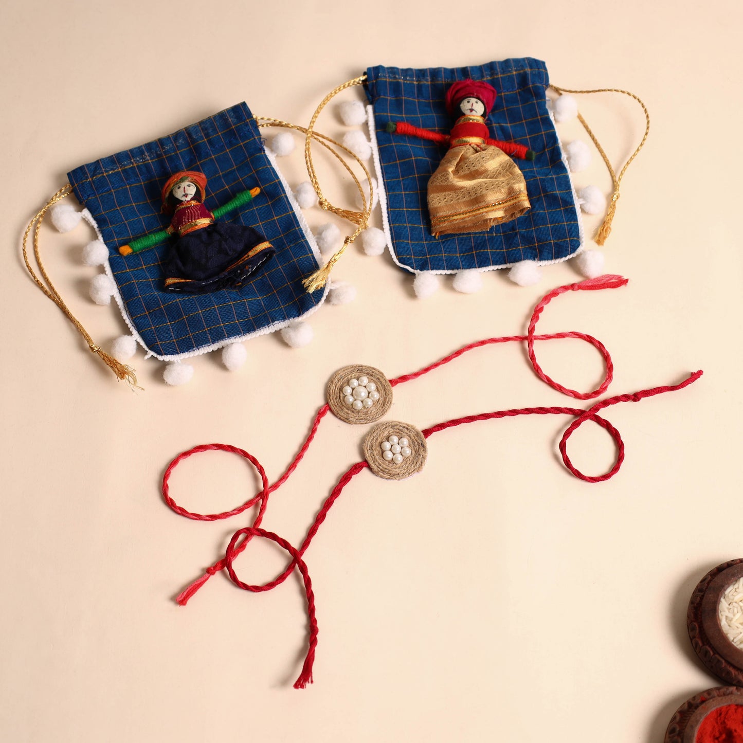 Handmade Bead Work Jute Rakhi (Set of 2)