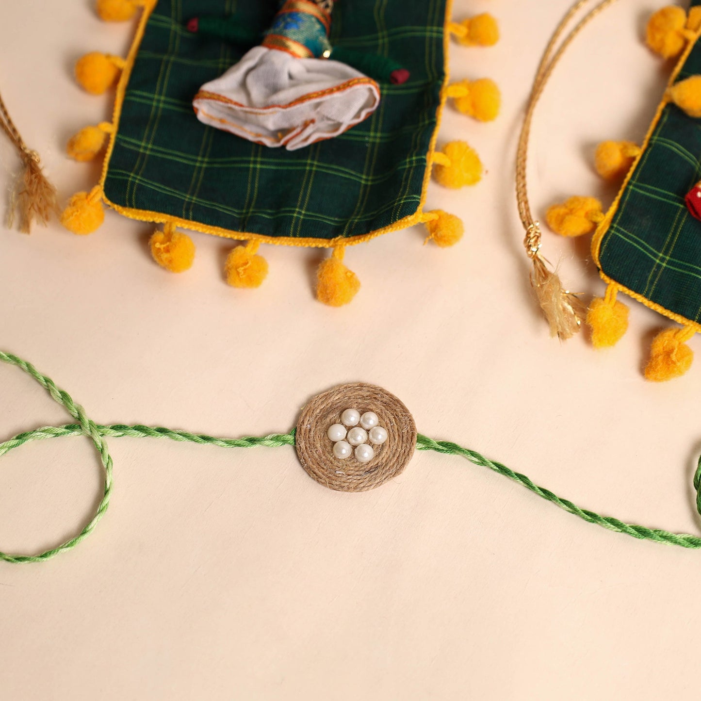 Handmade Bead Work Jute Rakhi (Set of 2)