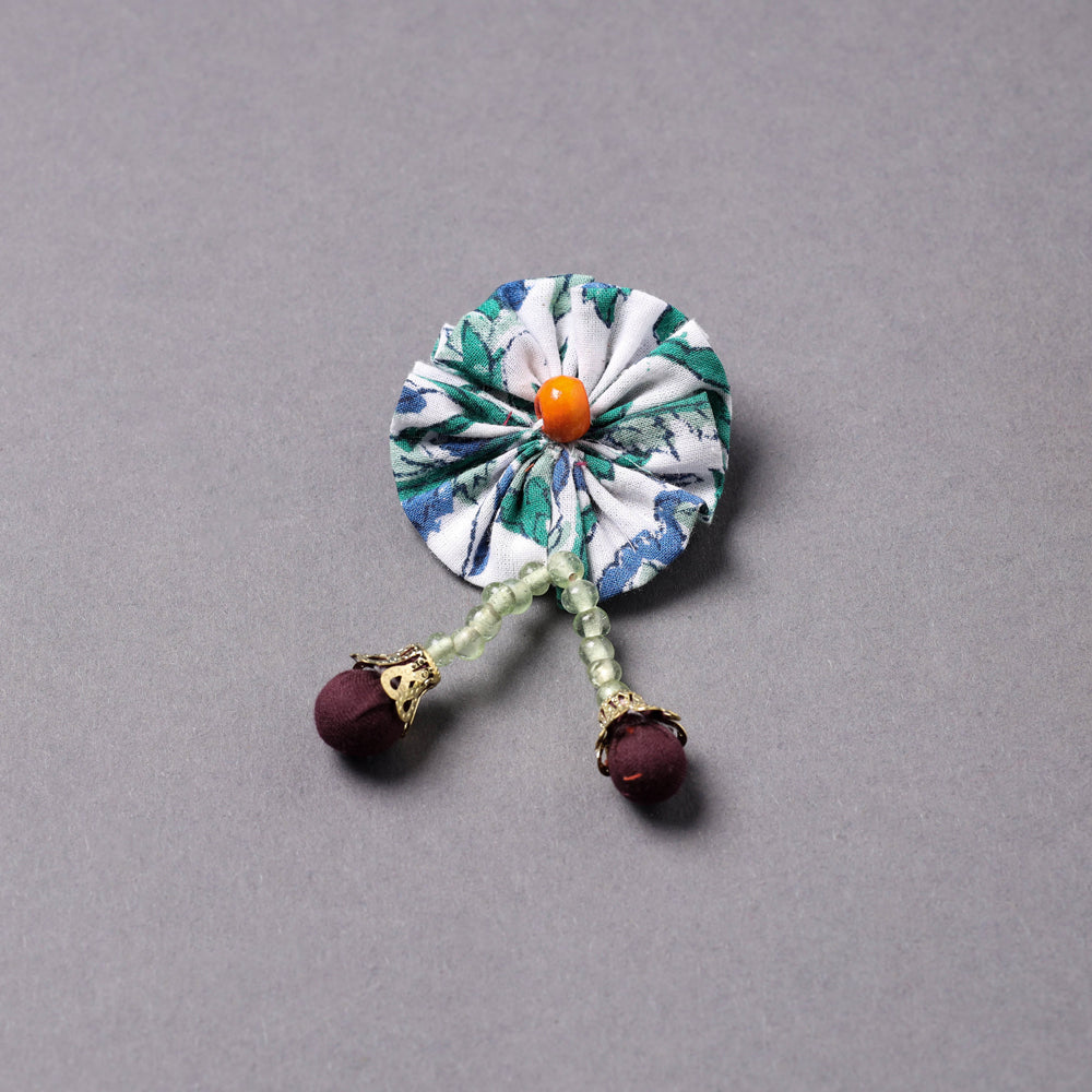 Handmade Beadwork Flower Saree Pin