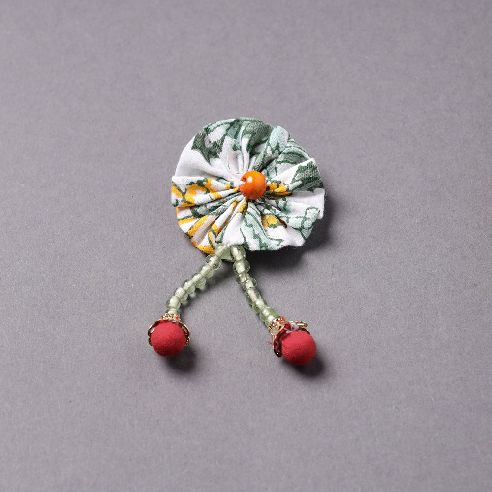 Handmade Beadwork Flower Saree Pin