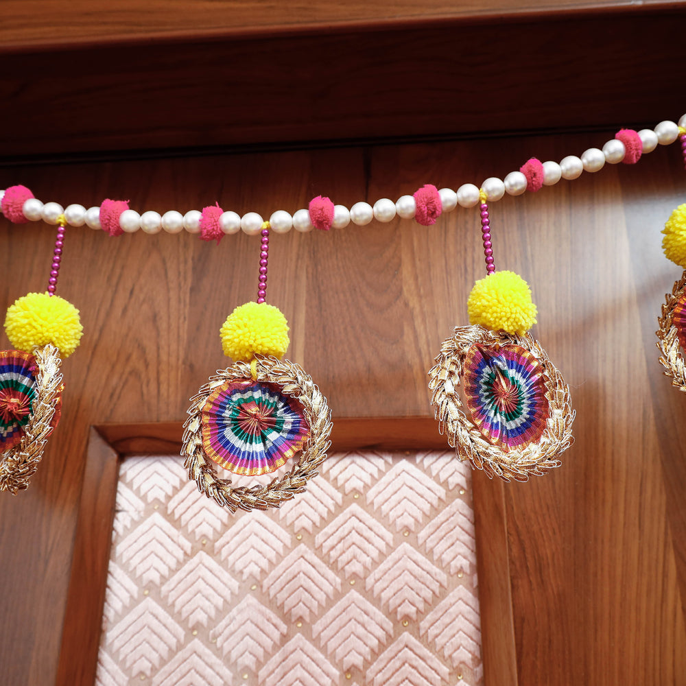 Handmade Beadwork & Gota Bangle Pom Pom Toran