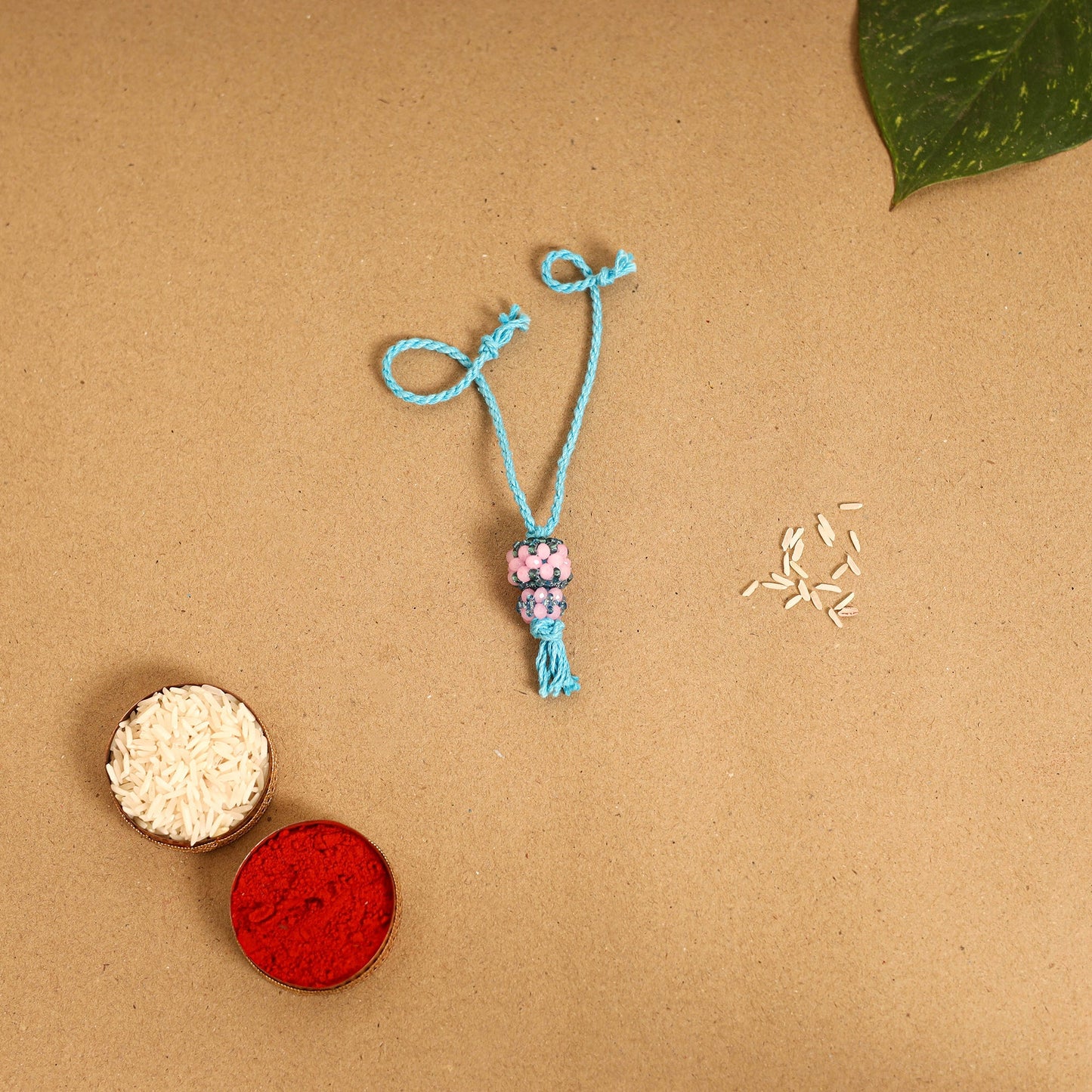 Handmade Beadwork Tutti Frutti Rakhi & Lumba Set