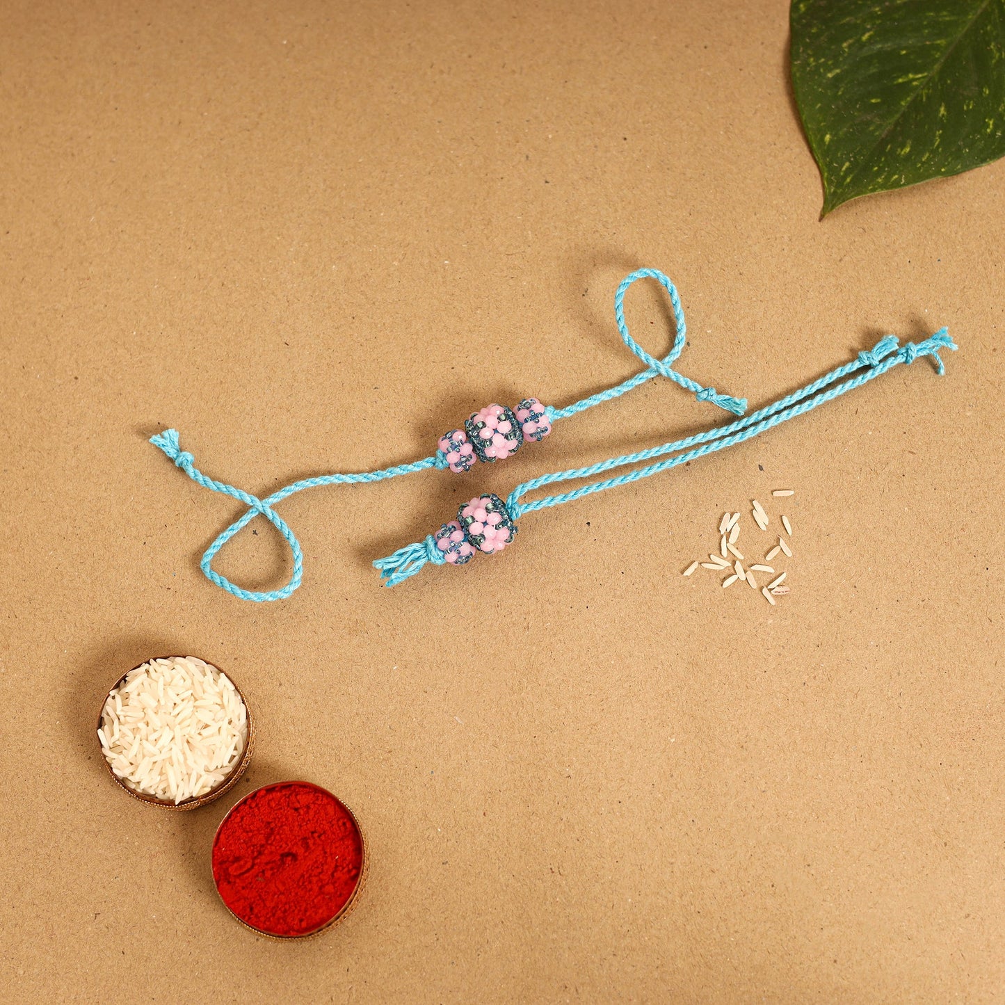 Handmade Beadwork Tutti Frutti Rakhi & Lumba Set