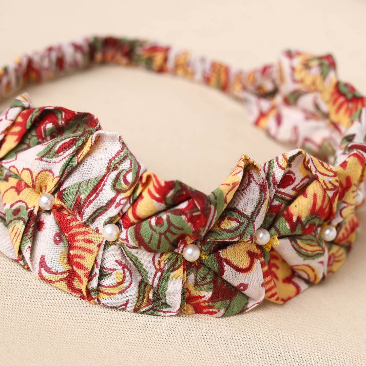 Handmade Cotton Elastic Pearl Headband