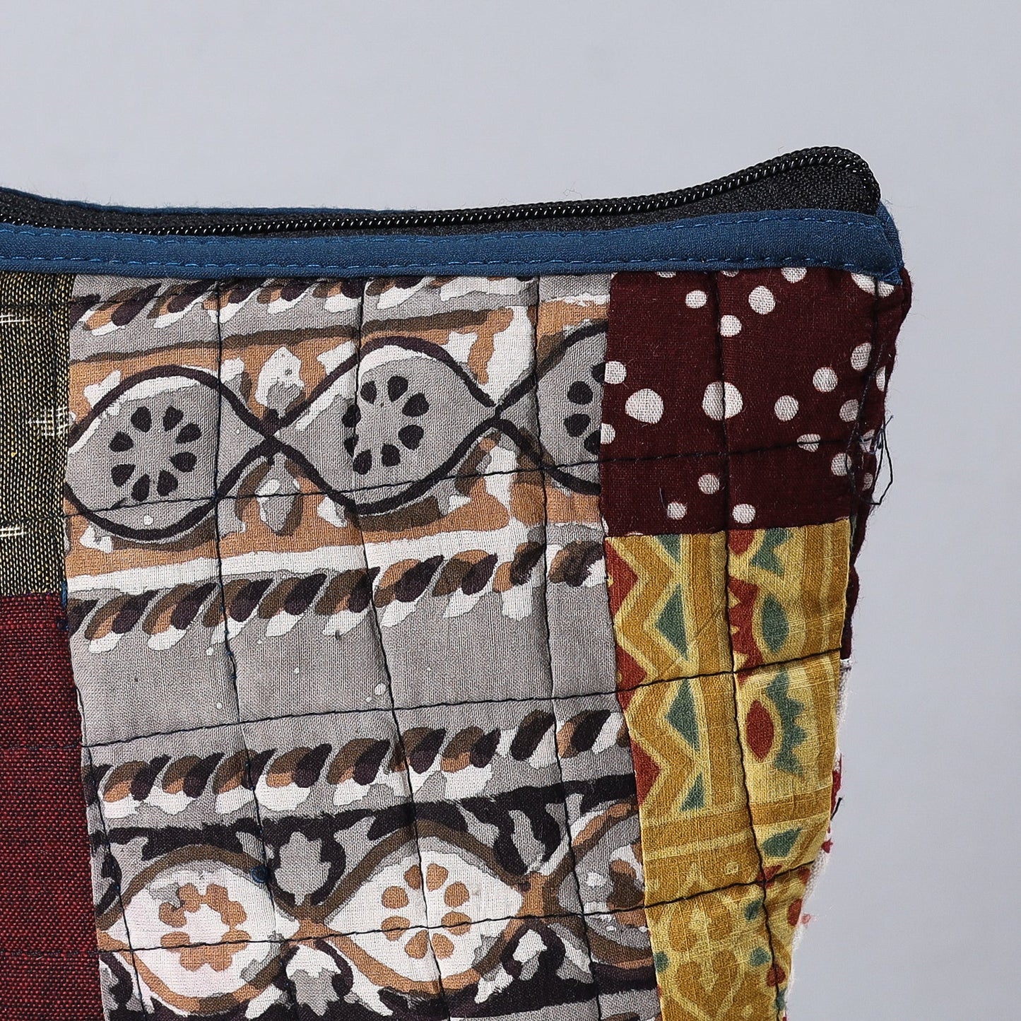 Handmade Cotton Fabric Quilted Patchwork Utility Pouch