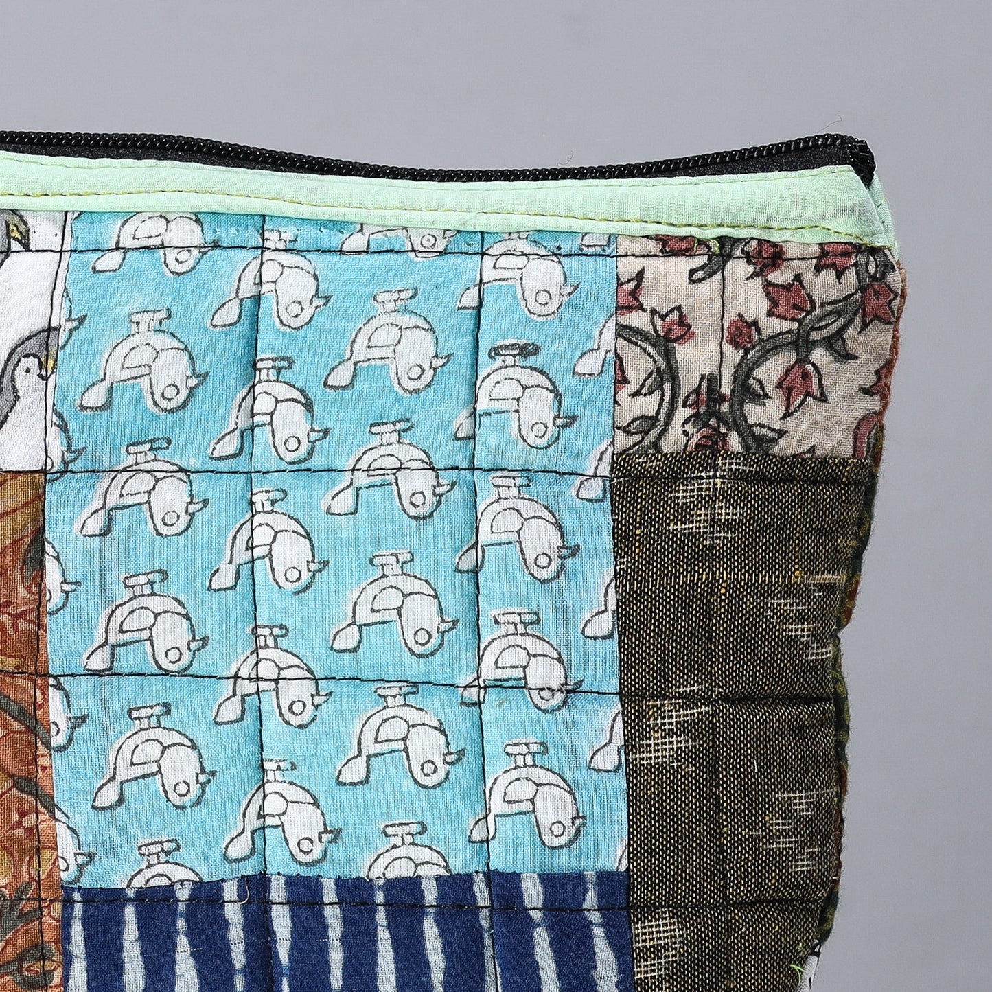 Handmade Cotton Fabric Quilted Patchwork Utility Pouch