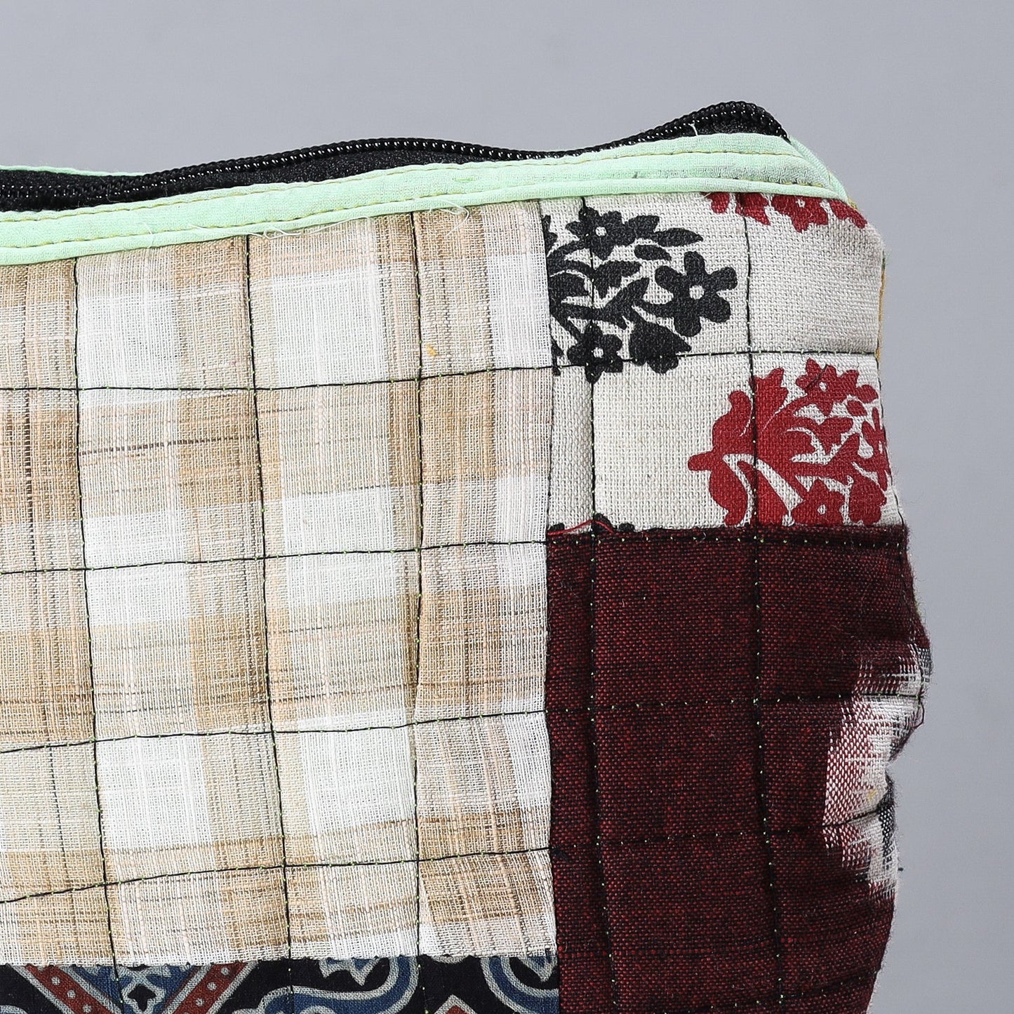 Handmade Cotton Fabric Quilted Patchwork Utility Pouch