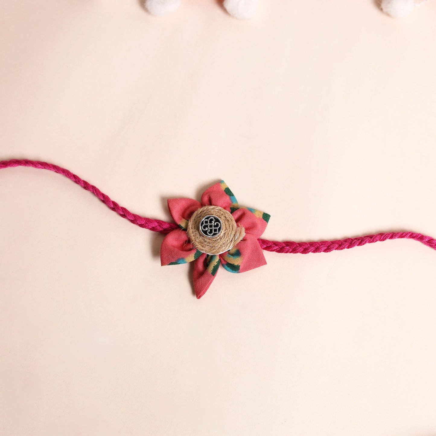 Handmade Fabric Flower Rakhi (Set of 2)