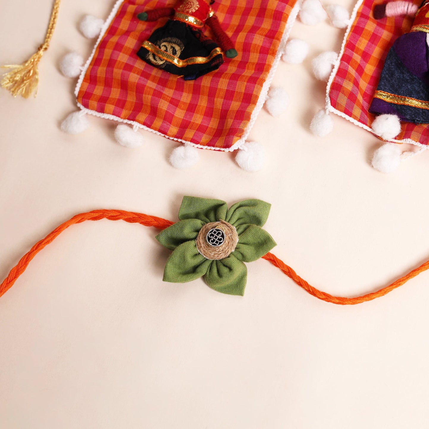 Handmade Fabric Flower Rakhi (Set of 2)