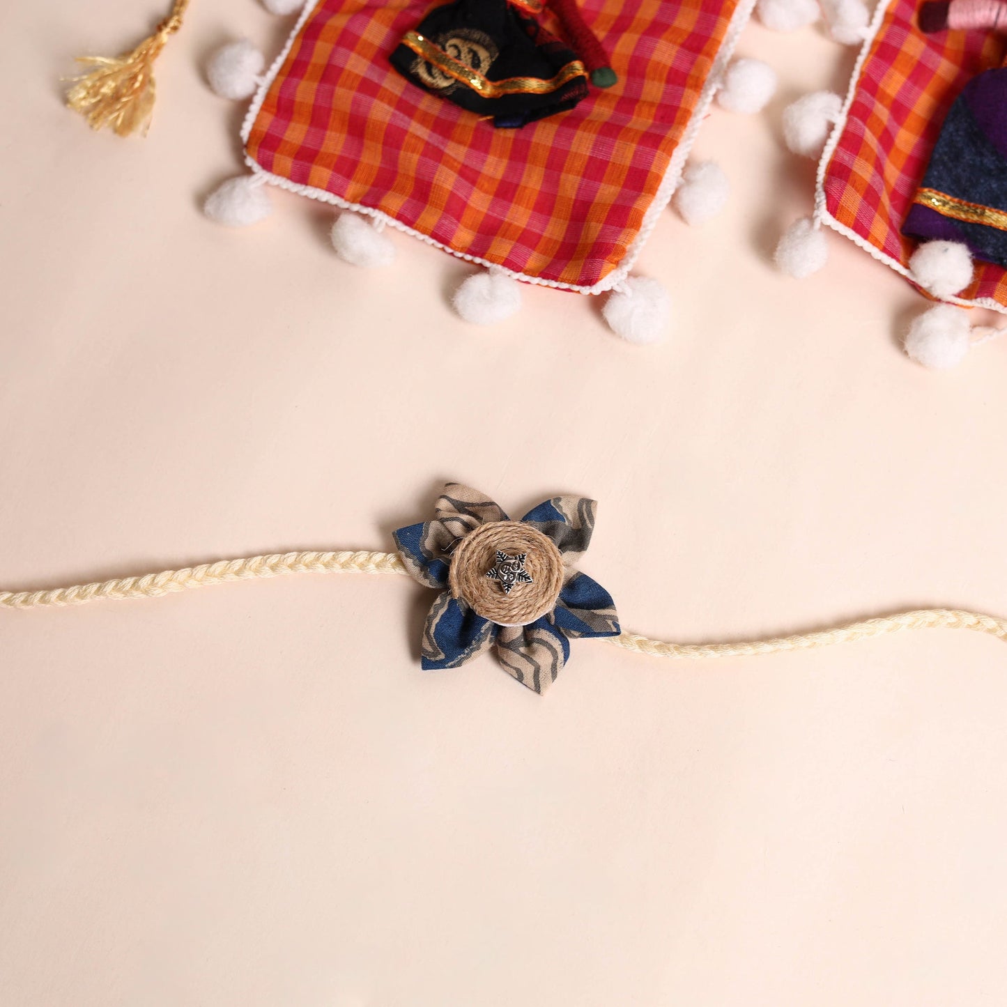 Handmade Fabric Flower Rakhi (Set of 2)