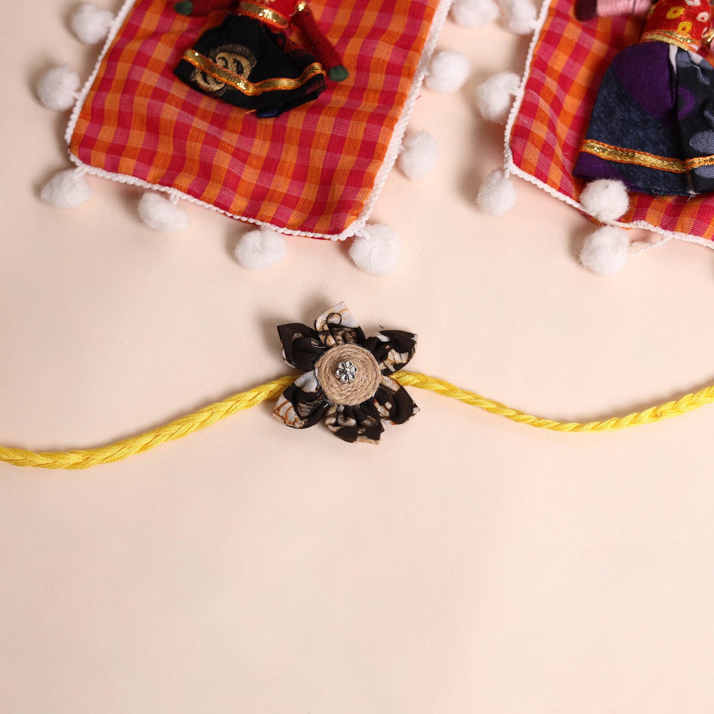 Handmade Fabric Flower Rakhi (Set of 2)