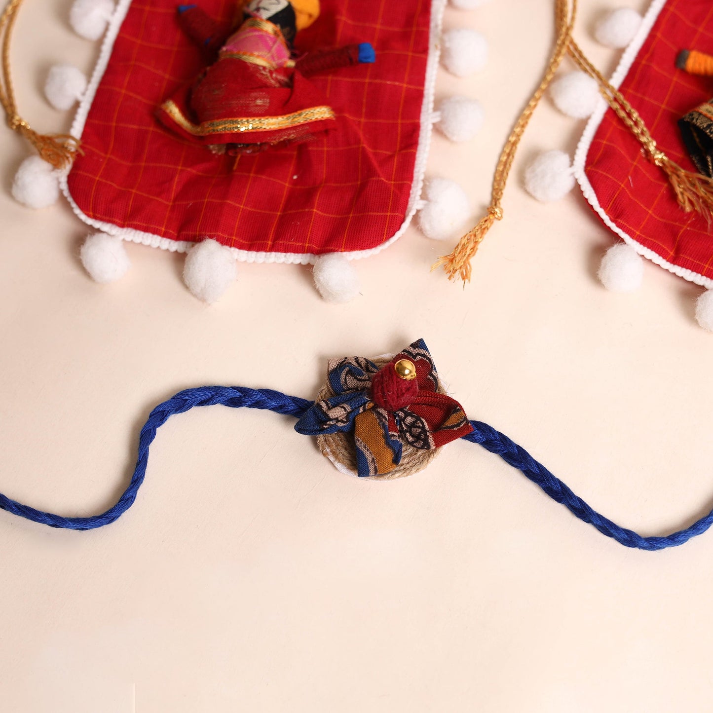 Handmade Fabric Flower Rakhi (Set of 2)