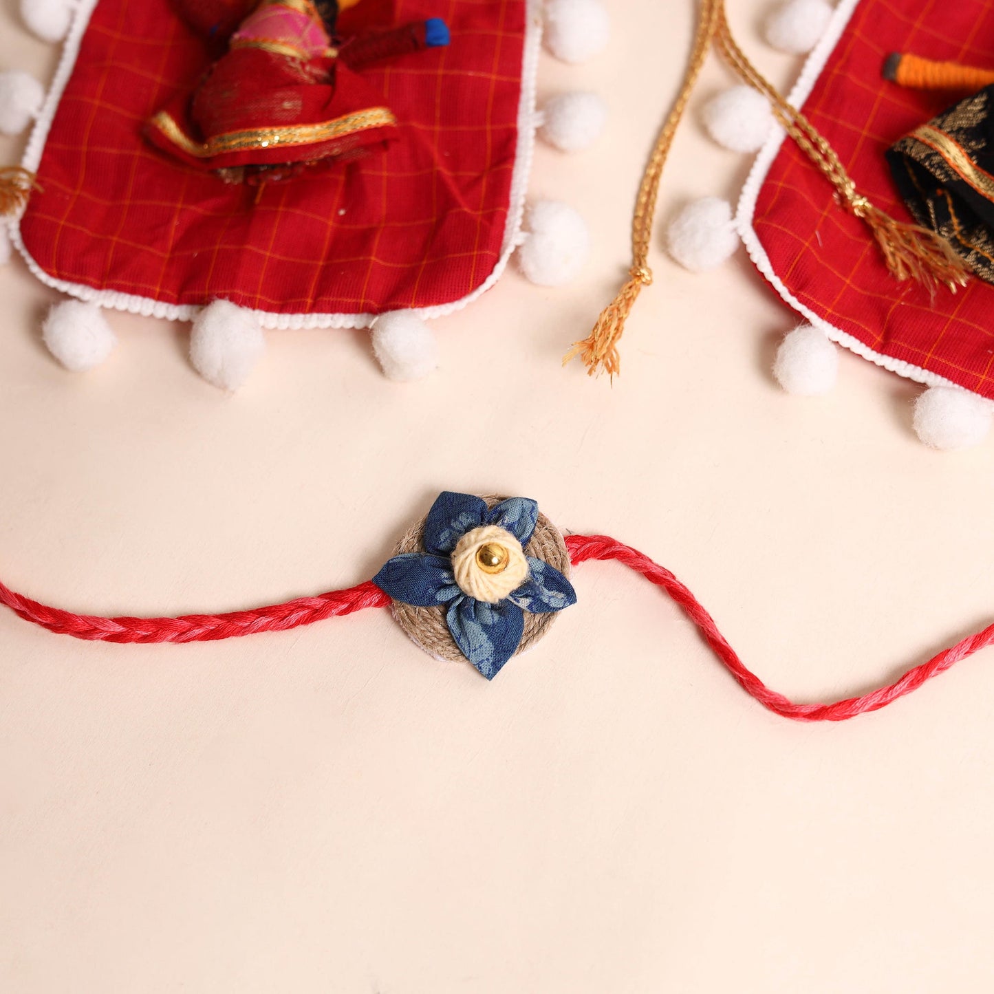 Handmade Fabric Flower Rakhi (Set of 2)