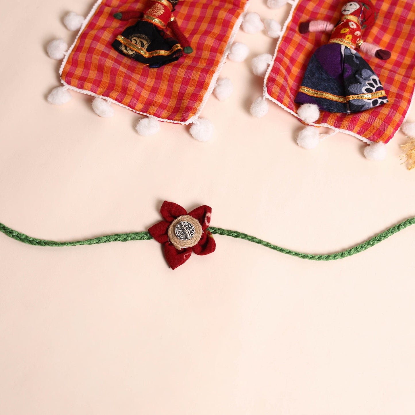 Handmade Fabric Flower Rakhi (Set of 2)