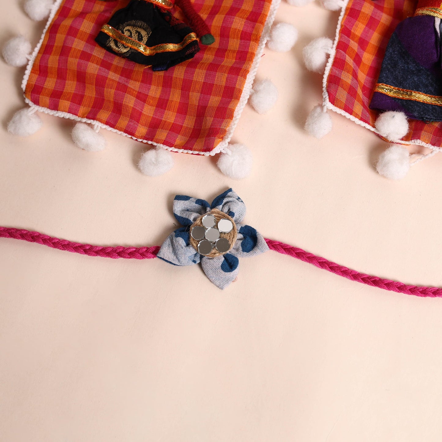 Handmade Fabric Flower Rakhi (Set of 2)