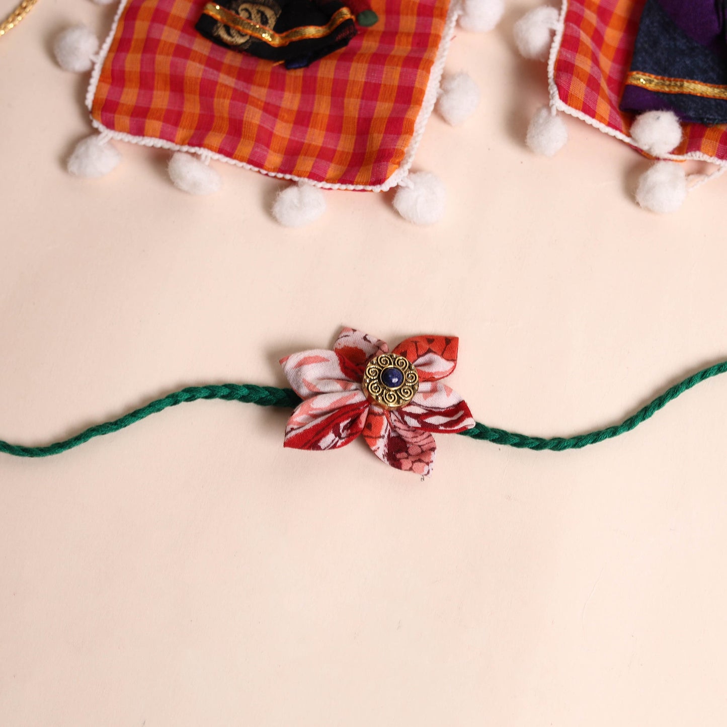 Handmade Fabric Flower Rakhi (Set of 2)
