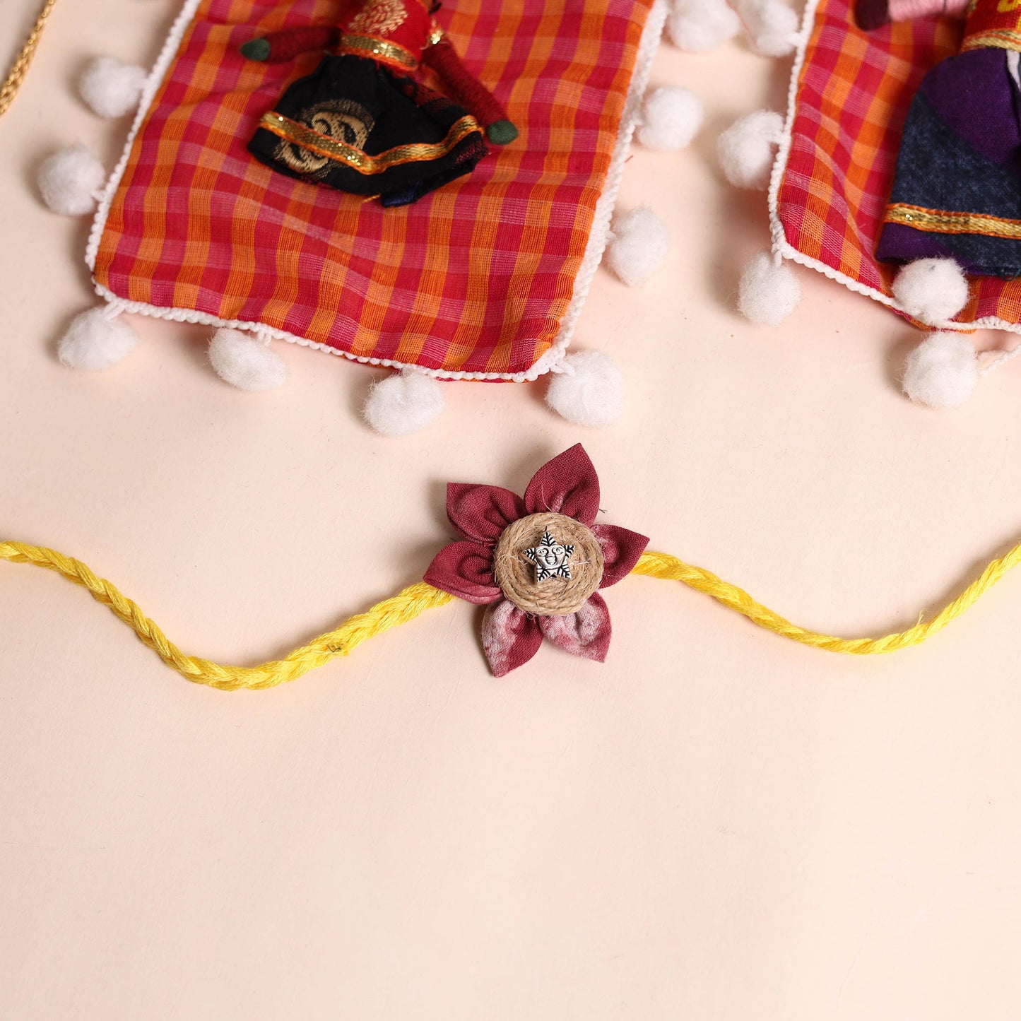Handmade Fabric Flower Rakhi (Set of 2)