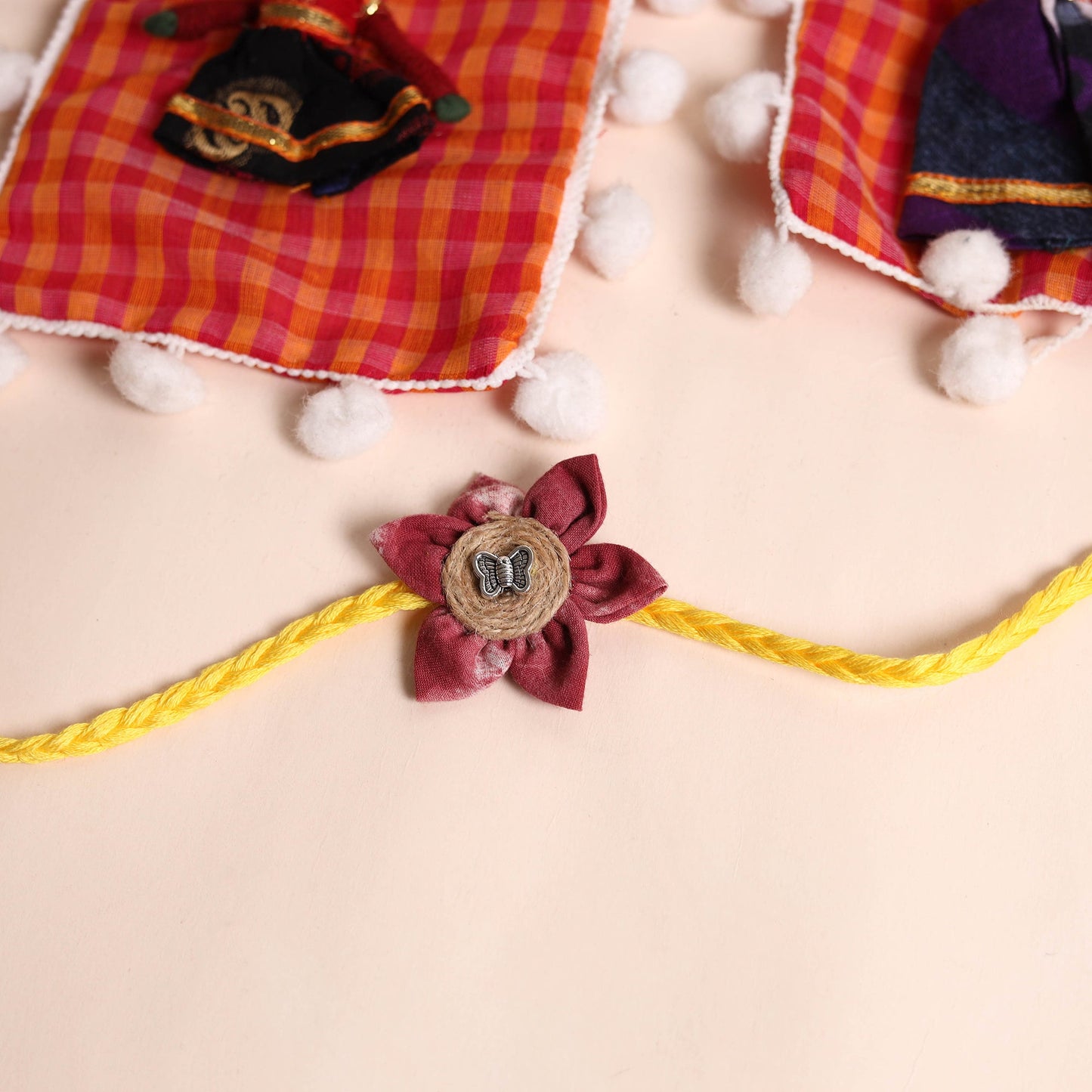 Handmade Fabric Flower Rakhi (Set of 2)