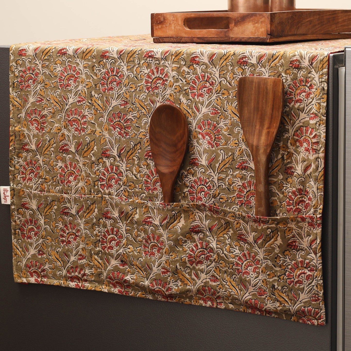 Handmade fridge top cover with multiple pockets 02