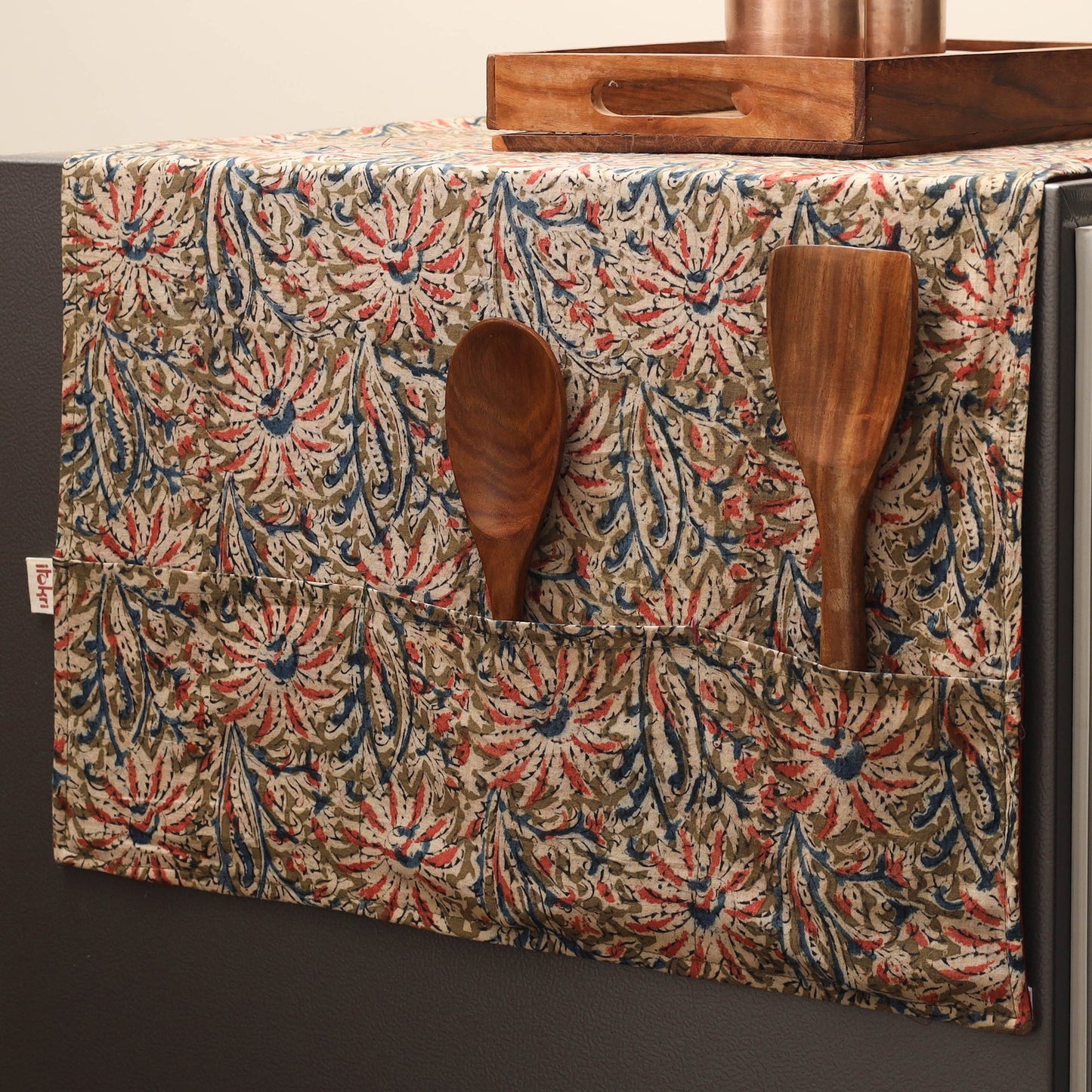 Handmade fridge top cover with multiple pockets 04