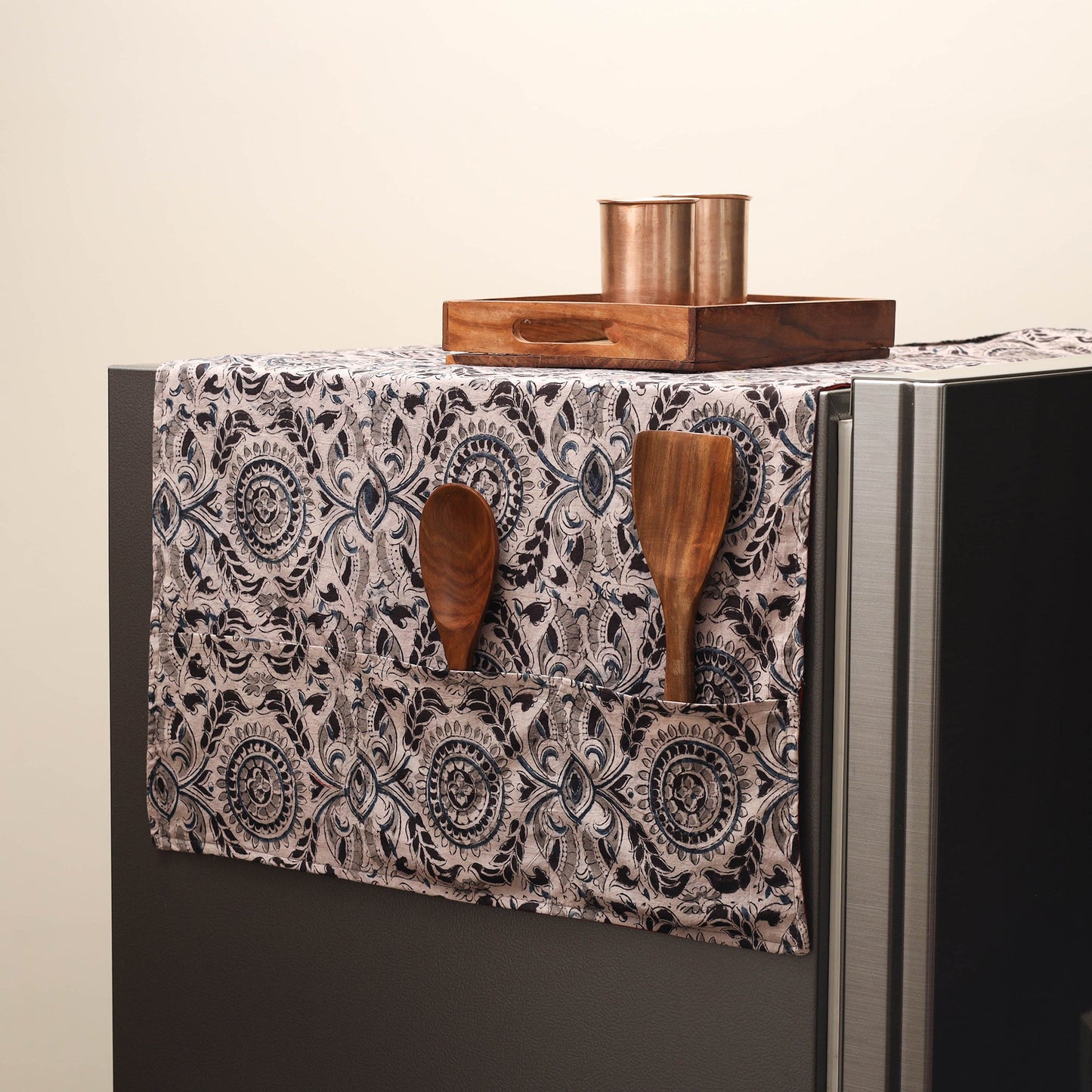Handmade fridge top cover with multiple pockets 07