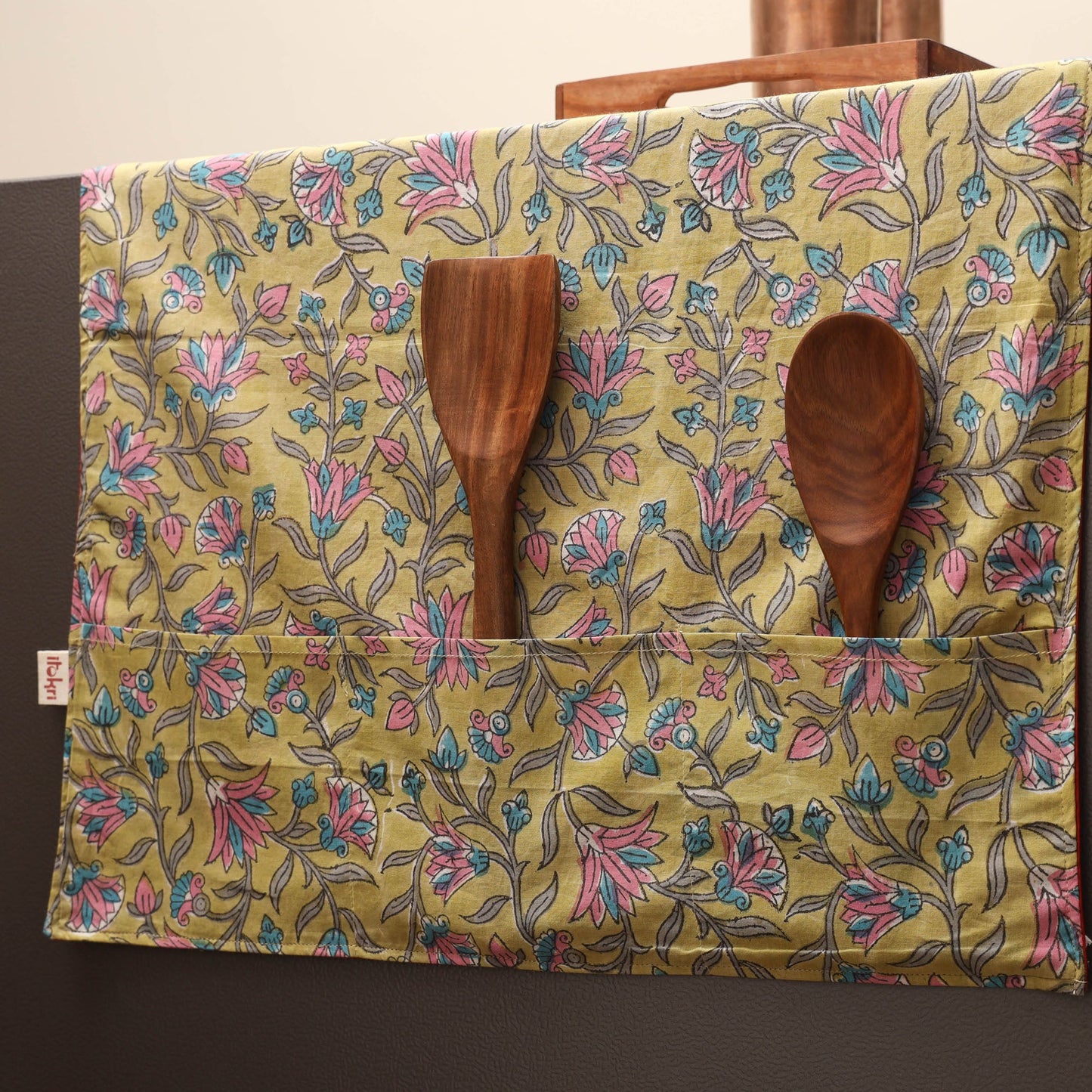 Handmade fridge top cover with multiple pockets 07