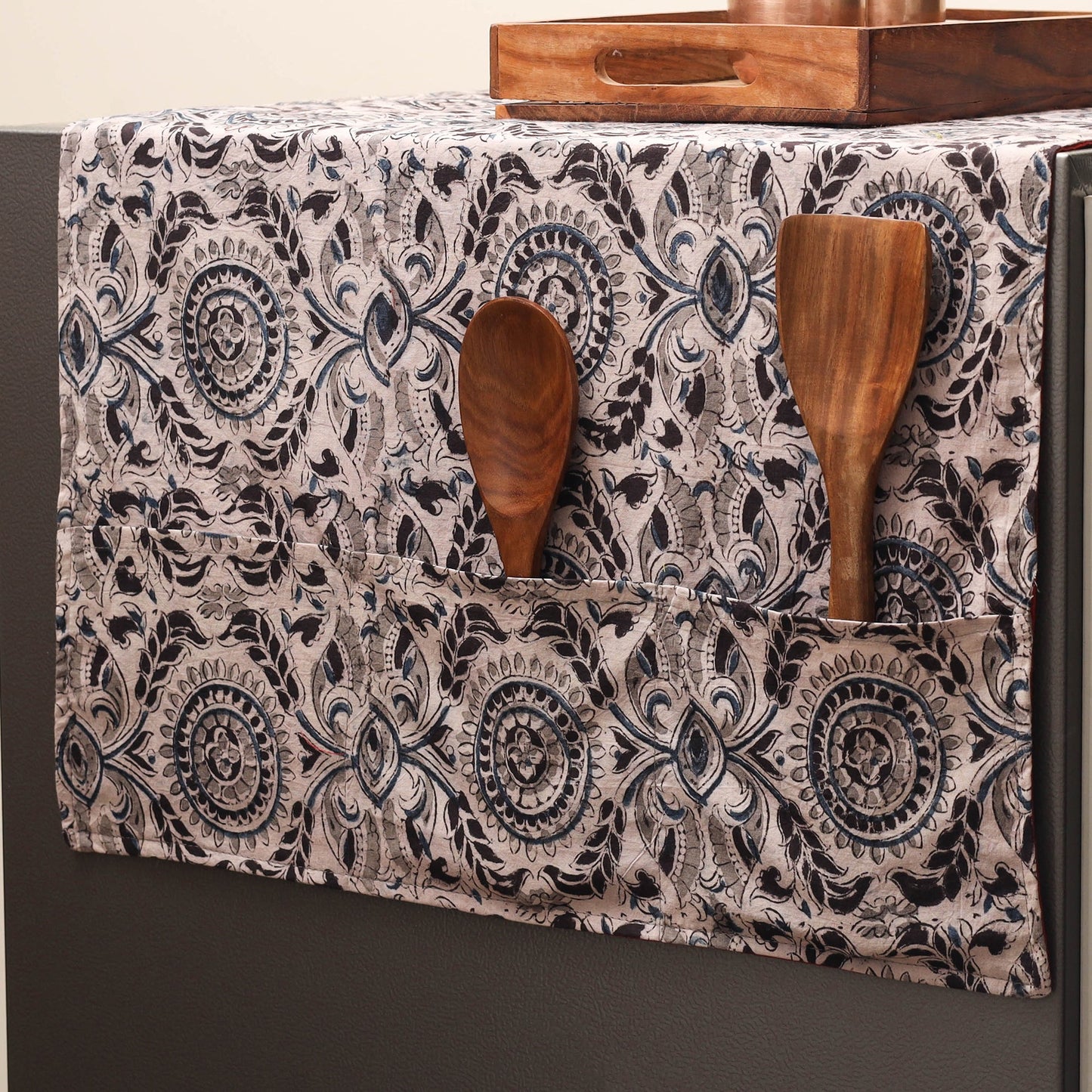 Handmade fridge top cover with multiple pockets 07