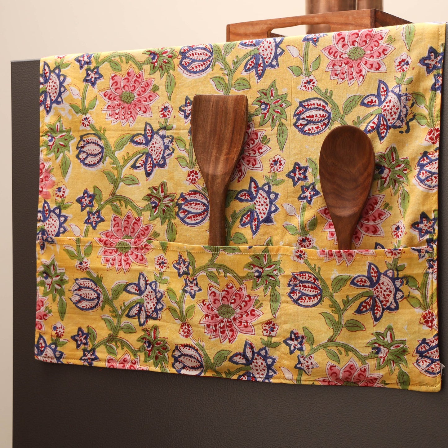 Handmade fridge top cover with multiple pockets 10