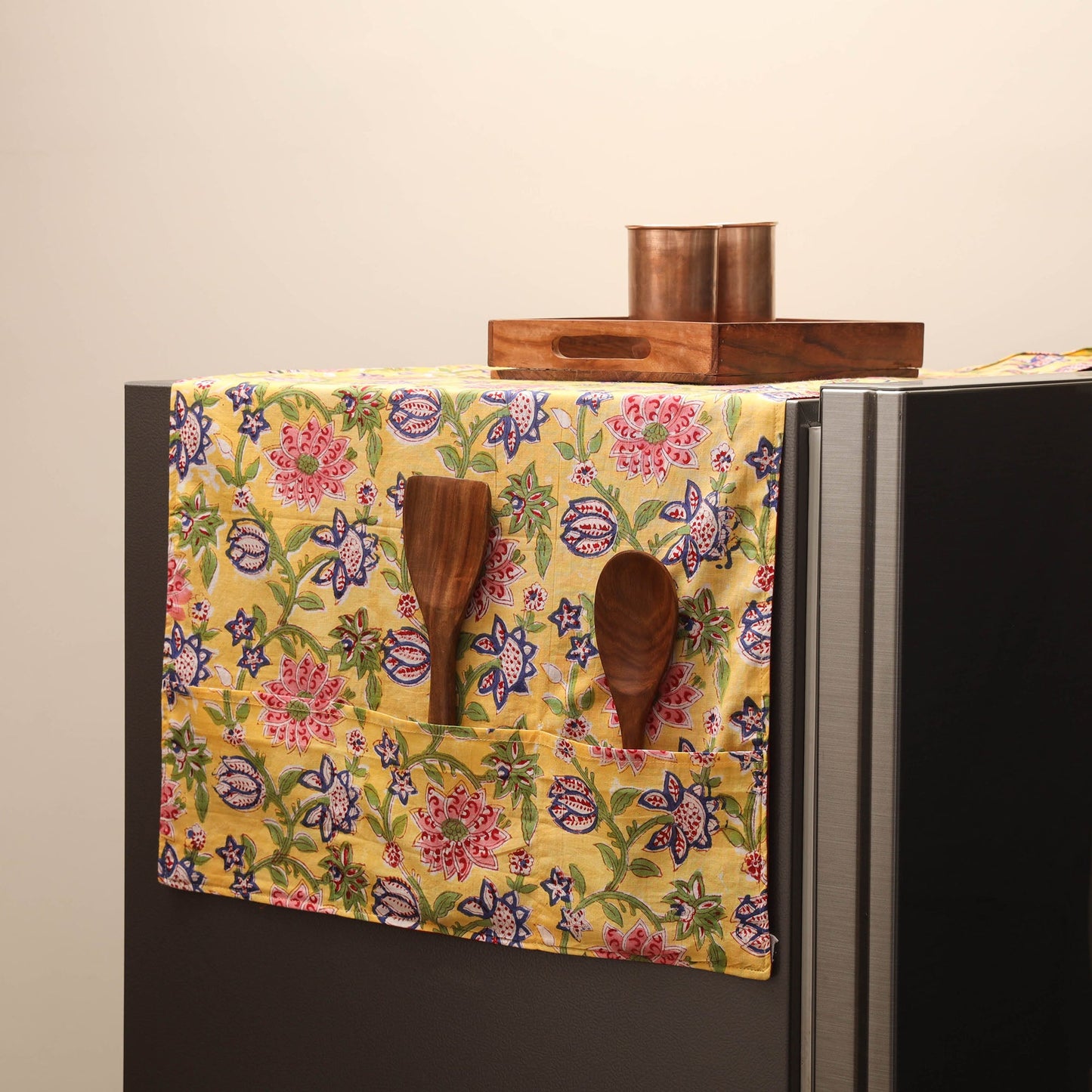 Handmade fridge top cover with multiple pockets 10