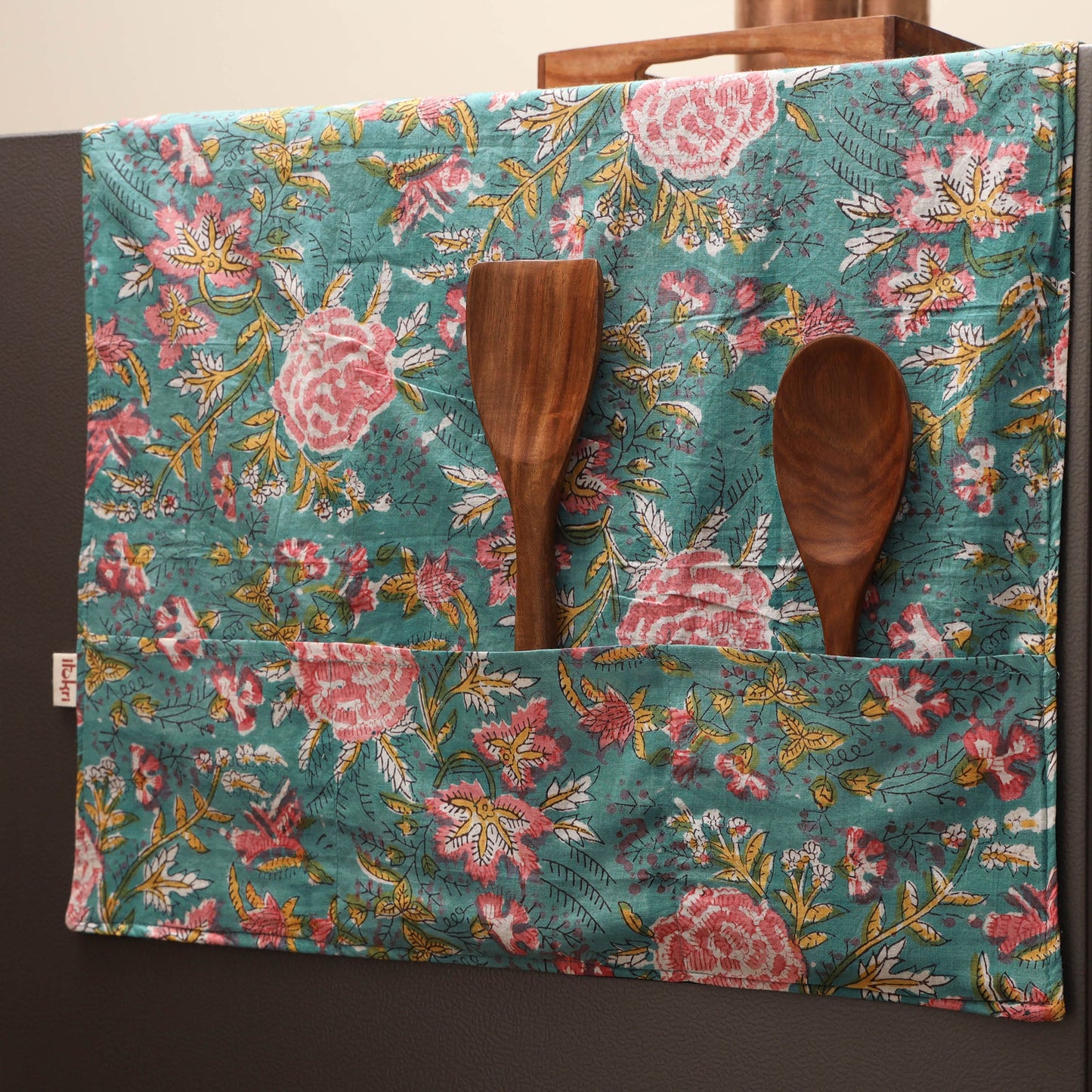 Handmade fridge top cover with multiple pockets 11