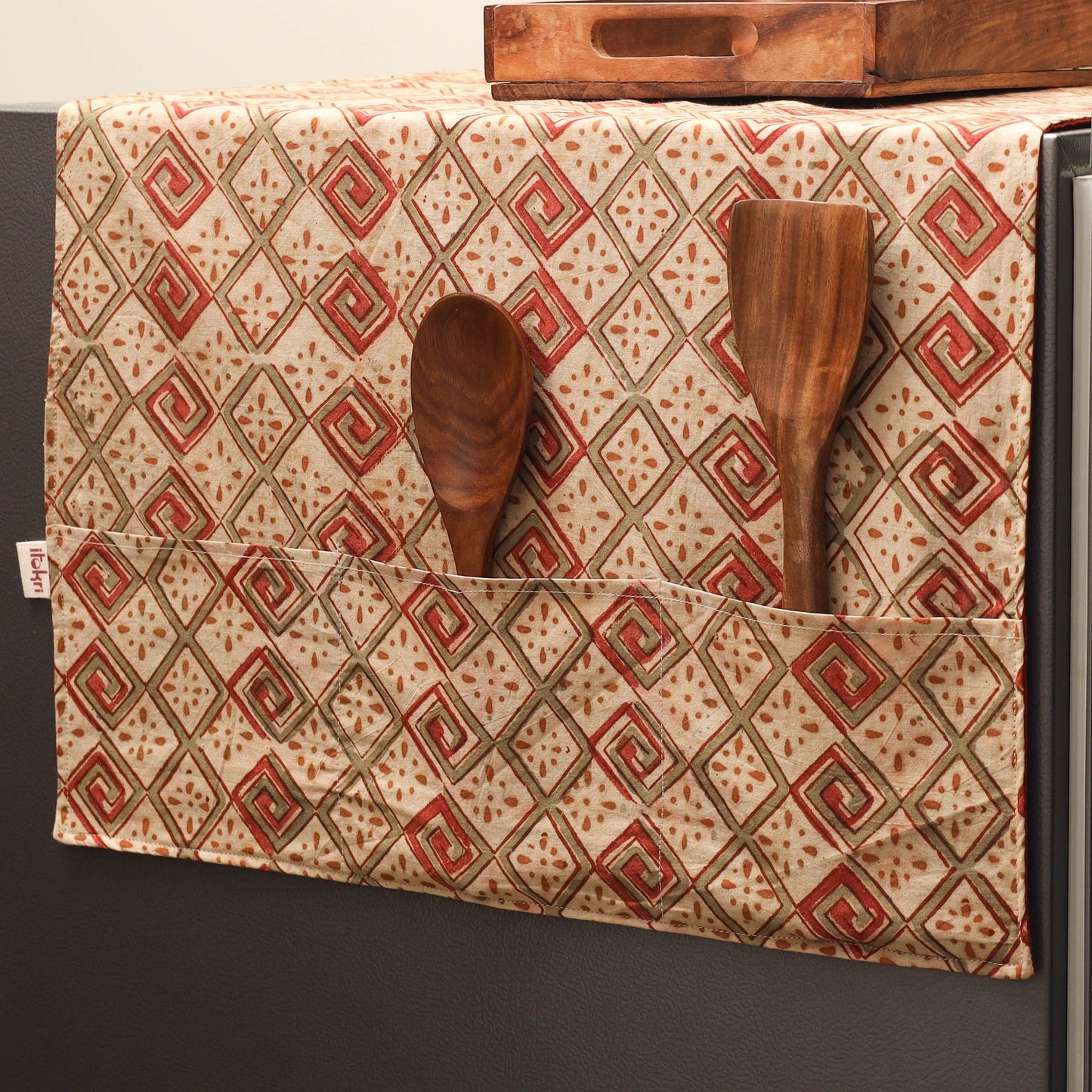 Handmade fridge top cover with multiple pockets 11