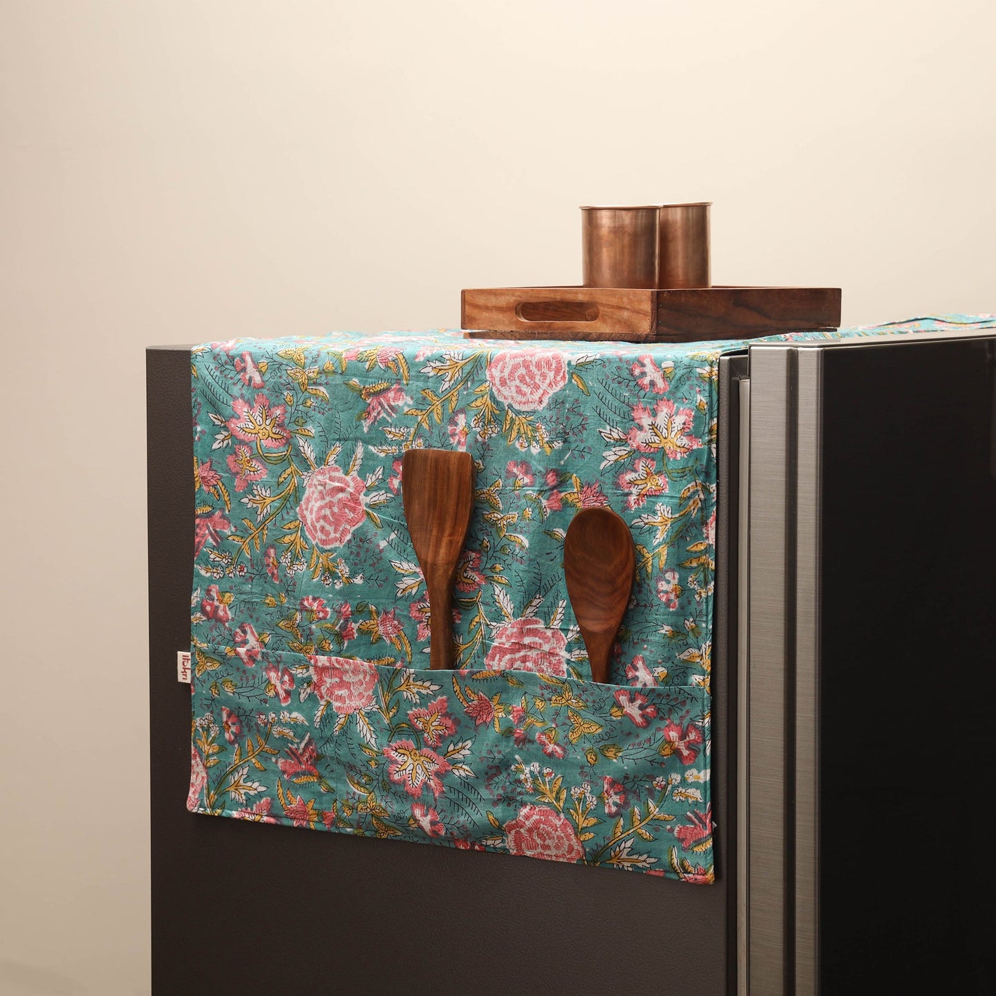 Handmade fridge top cover with multiple pockets 11
