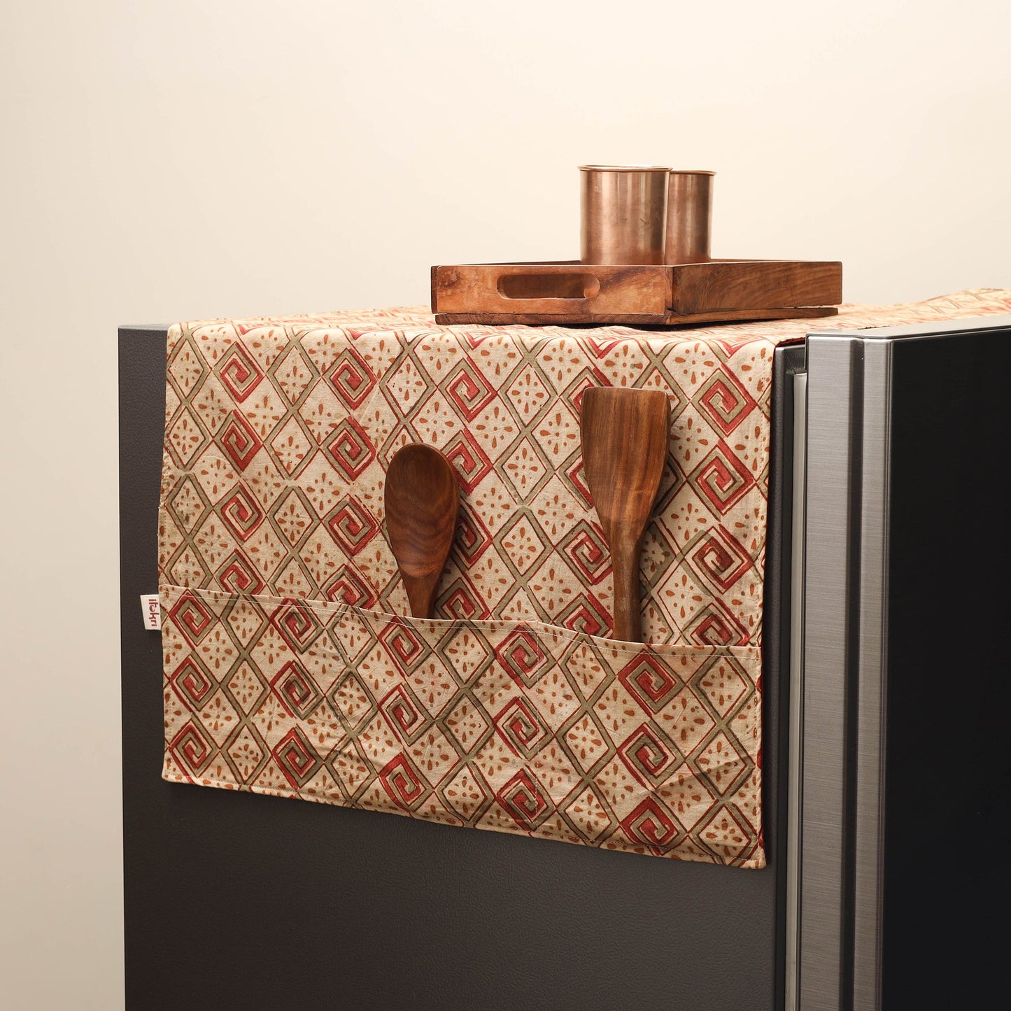 Handmade fridge top cover with multiple pockets 11