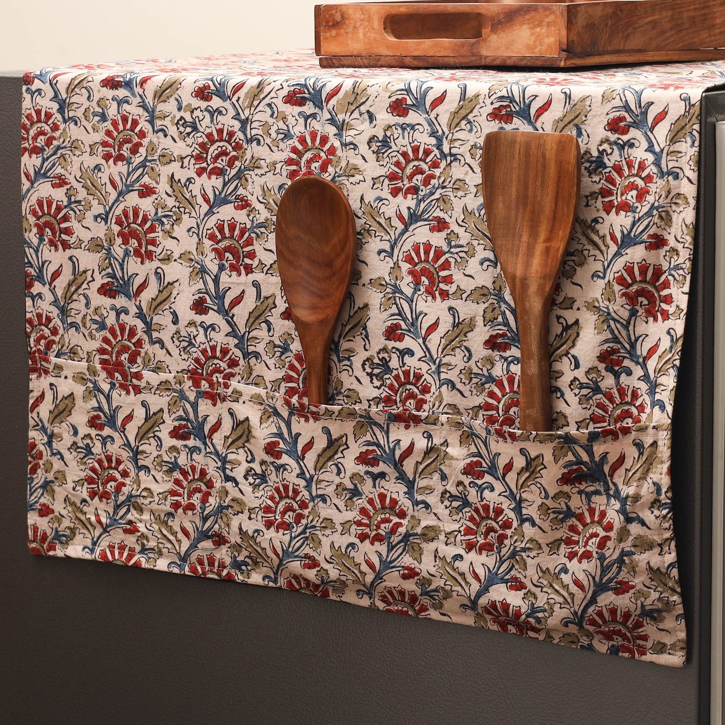 Handmade fridge top cover with multiple pockets 12
