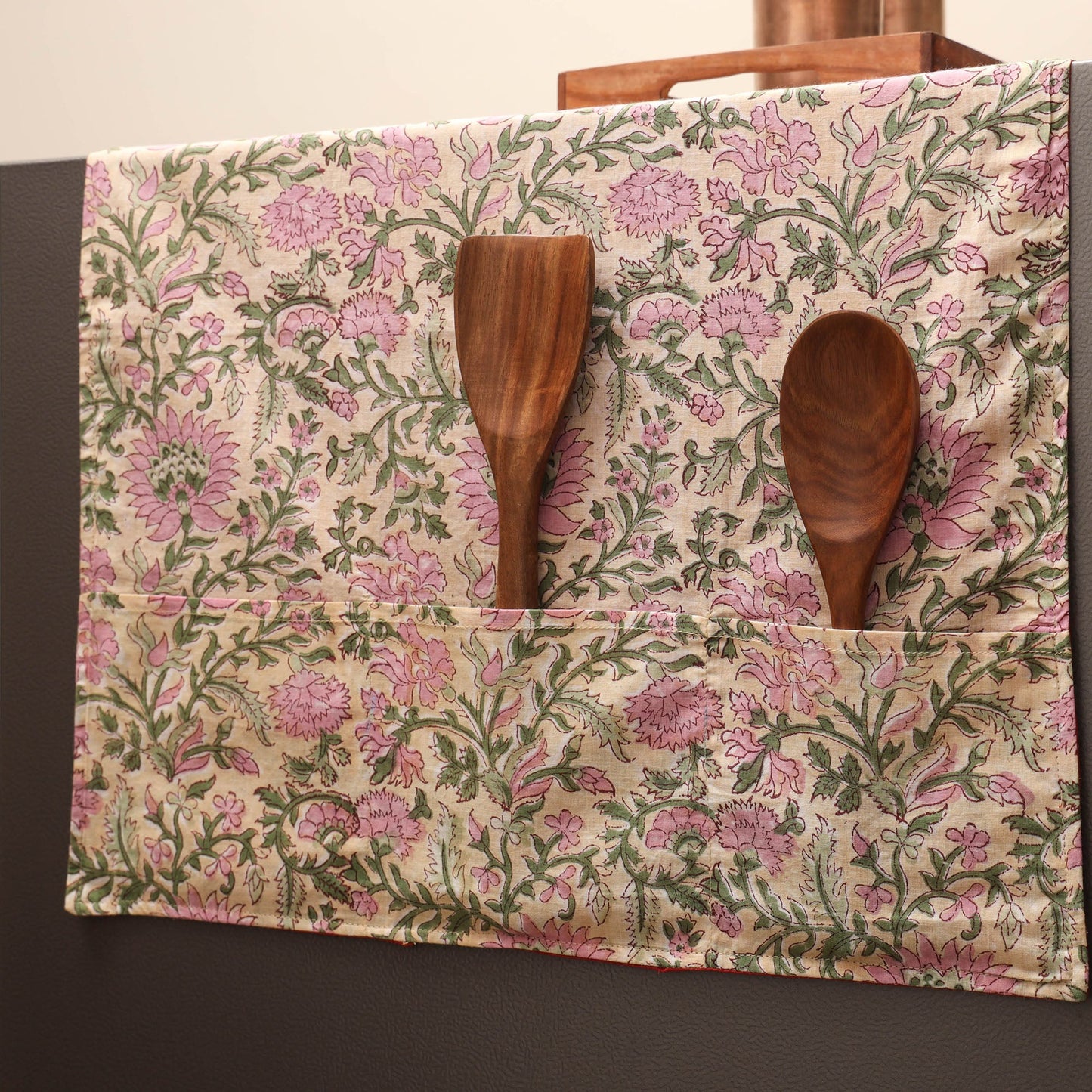 Handmade fridge top cover with multiple pockets 12