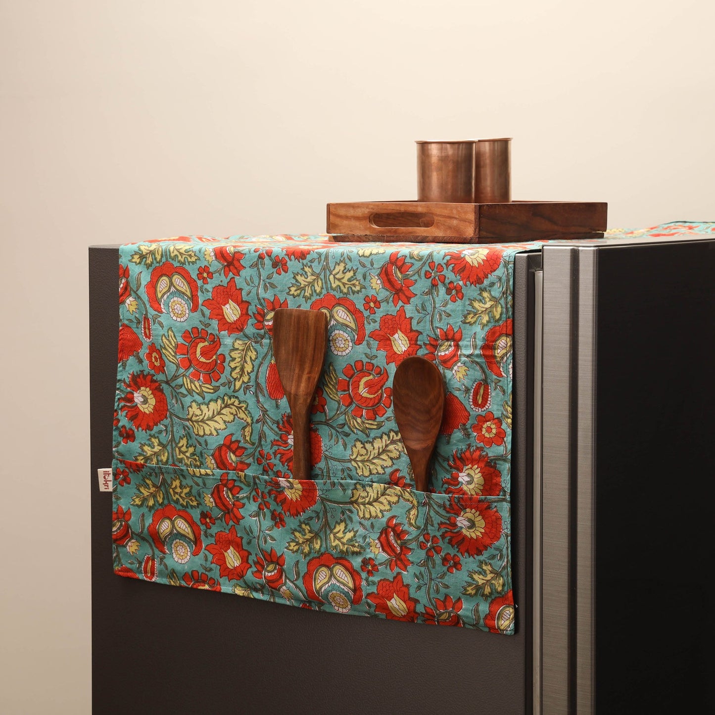 Handmade fridge top cover with multiple pockets 13
