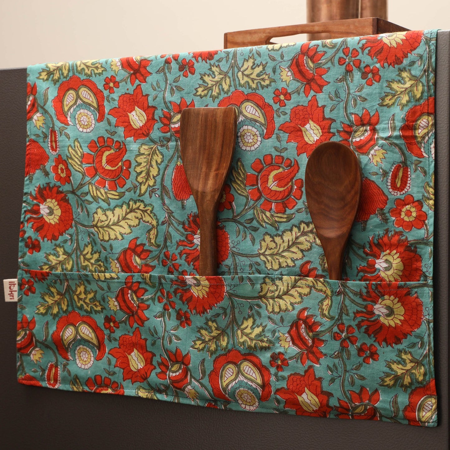 Handmade fridge top cover with multiple pockets 13