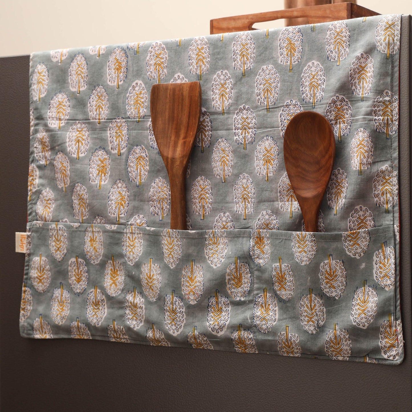 Handmade fridge top cover with multiple pockets 14