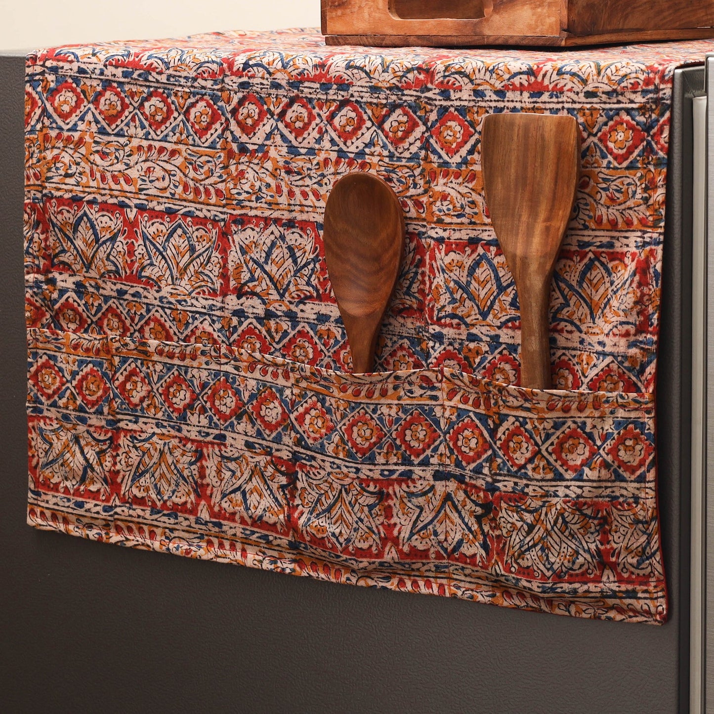 Handmade fridge top cover with multiple pockets 17