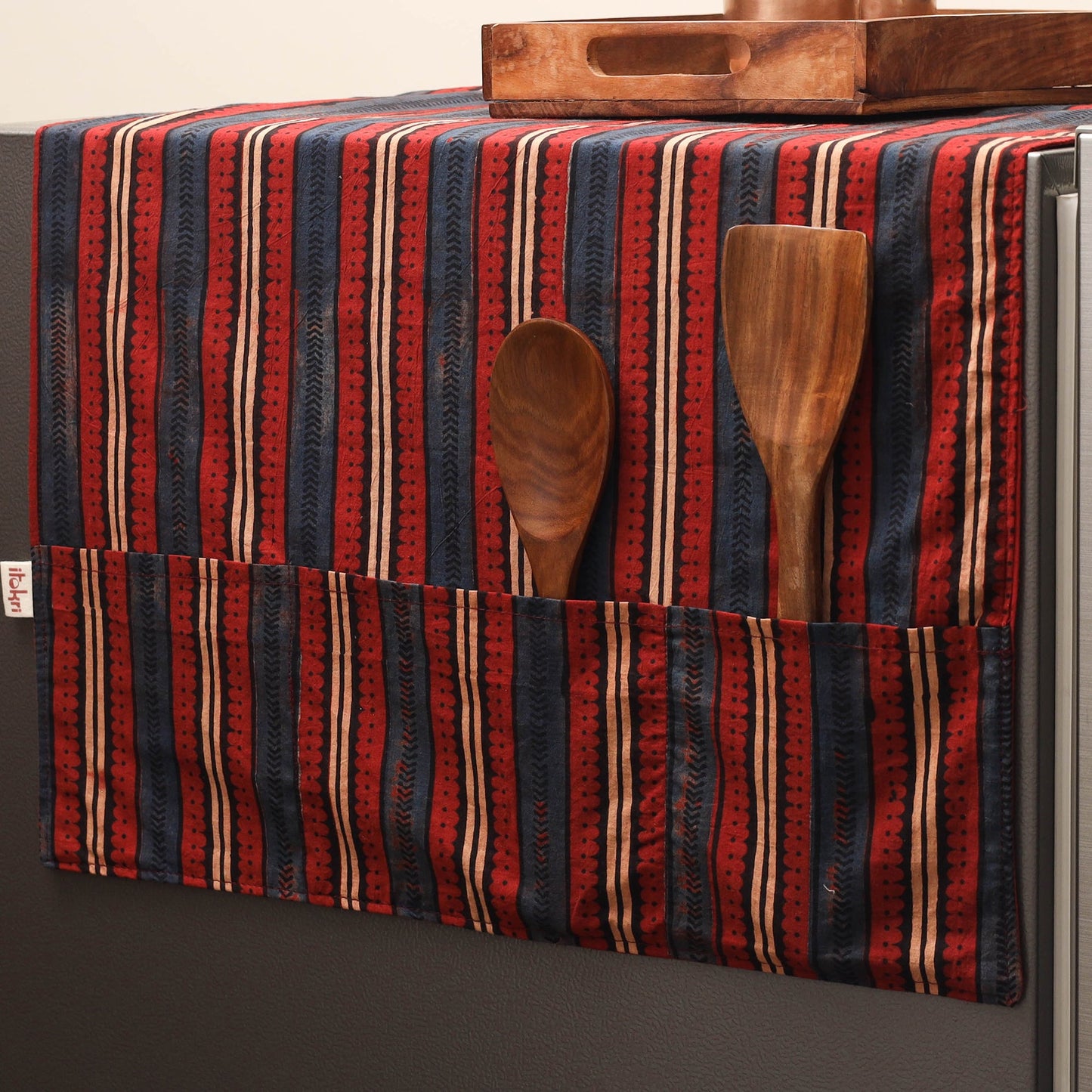 Handmade fridge top cover with multiple pockets 25